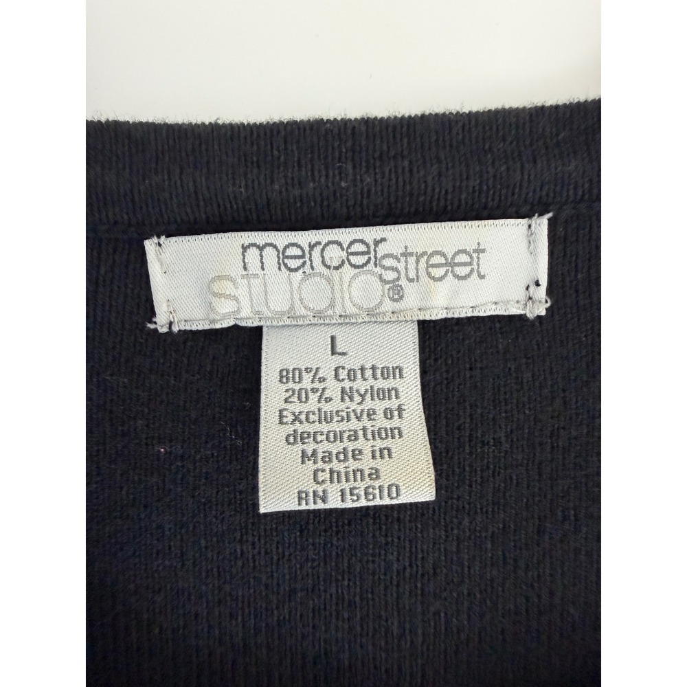 VTG Mercer Street Studio Women Cotton Knit Top Large Black Embellished Sequin - Picture 7 of 7